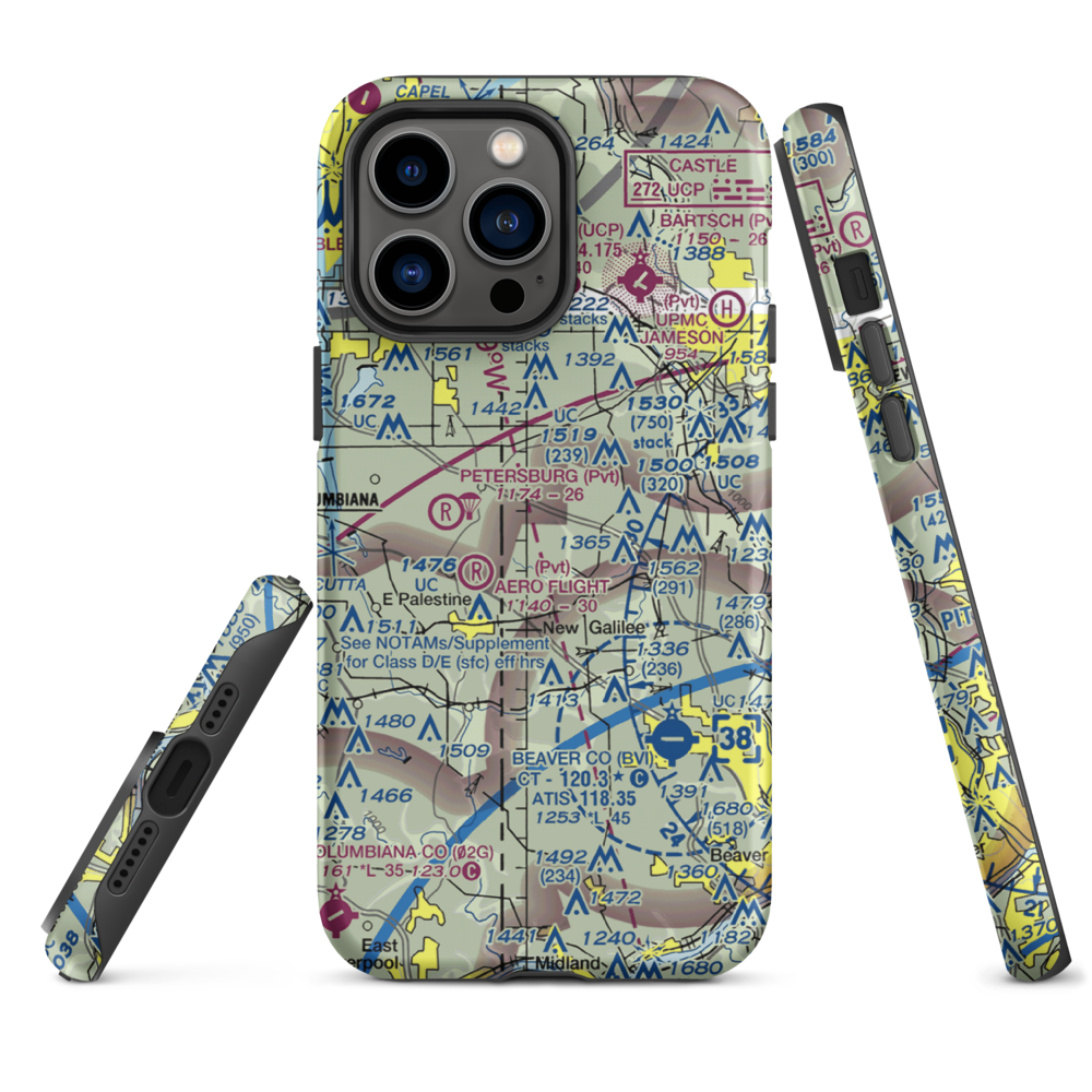 Reno Airport (PN11) VFR Sectional  Tough iPhone Case iPhone 14 Pro Max model shown