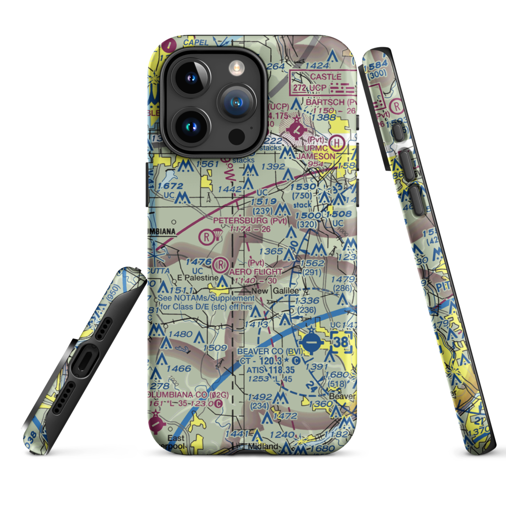 Reno Airport (PN11) VFR Sectional  Tough iPhone Case iPhone 15 Pro Max model shown