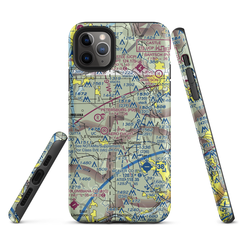Reno Airport (PN11) VFR Sectional  Tough iPhone Case iPhone 11 Pro Max model shown