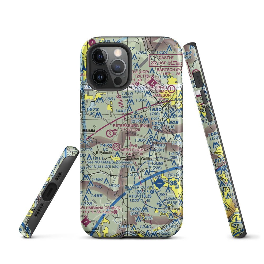 Reno Airport (PN11) VFR Sectional  Tough iPhone Case iPhone 12 Pro model shown