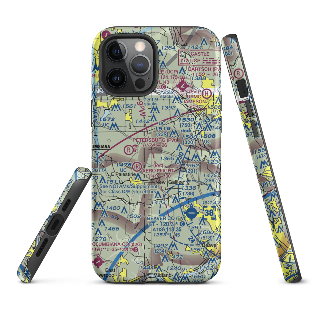 Reno Airport (PN11) VFR Sectional  Tough iPhone Case iPhone 12 Pro Max model shown