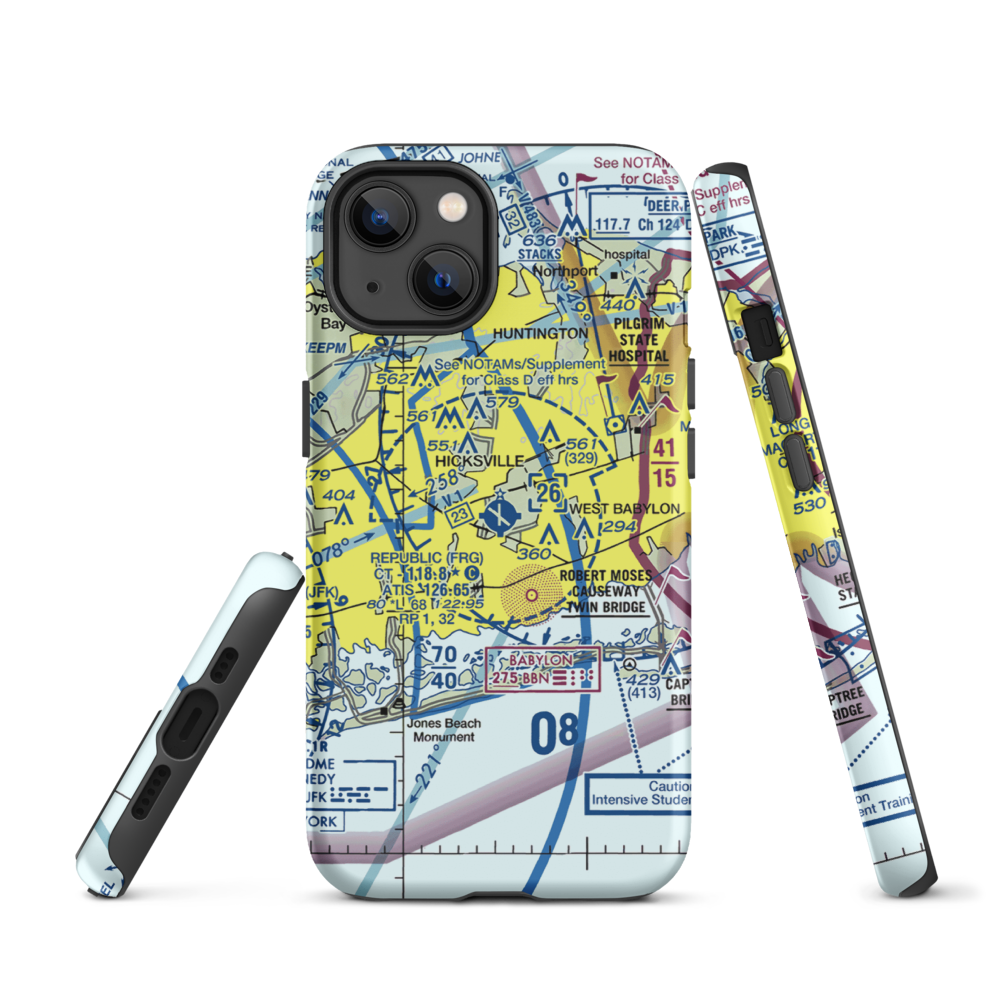 Republic Airport (FRG) VFR Sectional  Tough iPhone Case iPhone 13 model shown