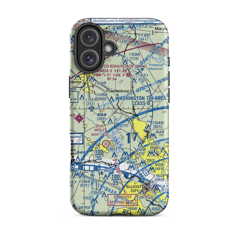 Reservoir Airport (MD95) VFR Sectional  Tough iPhone Case iPhone 16 Plus model shown