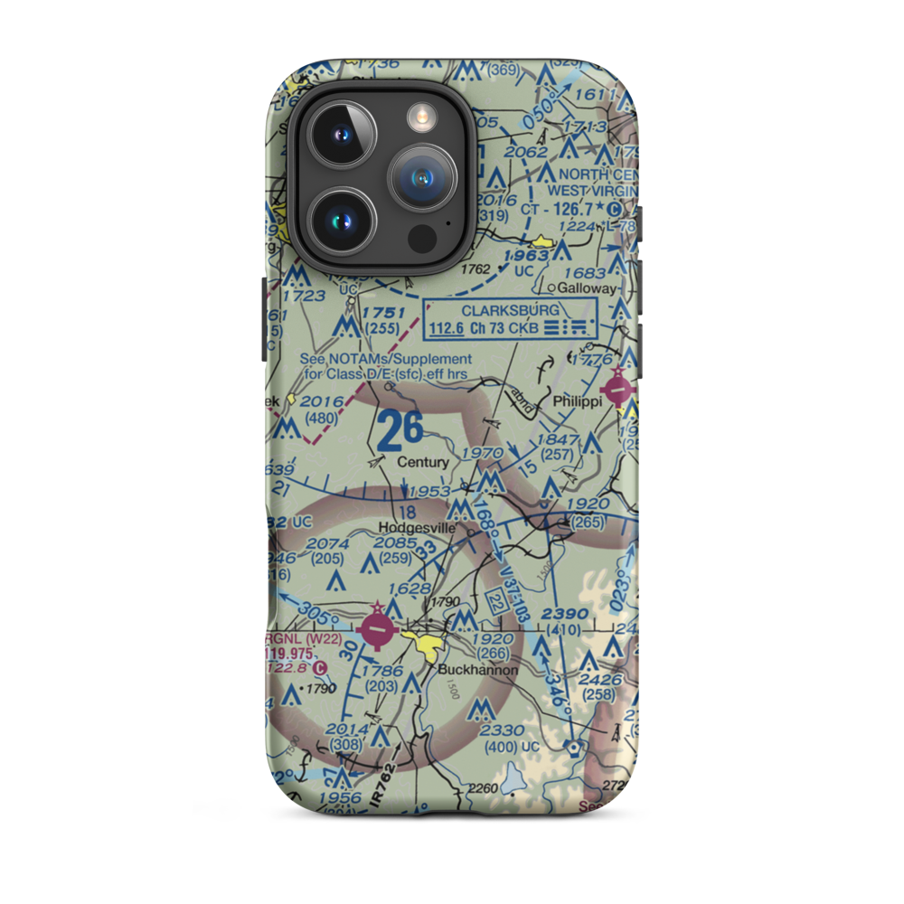 Rexroad Airport (WV47) VFR Sectional  Tough iPhone Case iPhone 16 Pro Max model shown