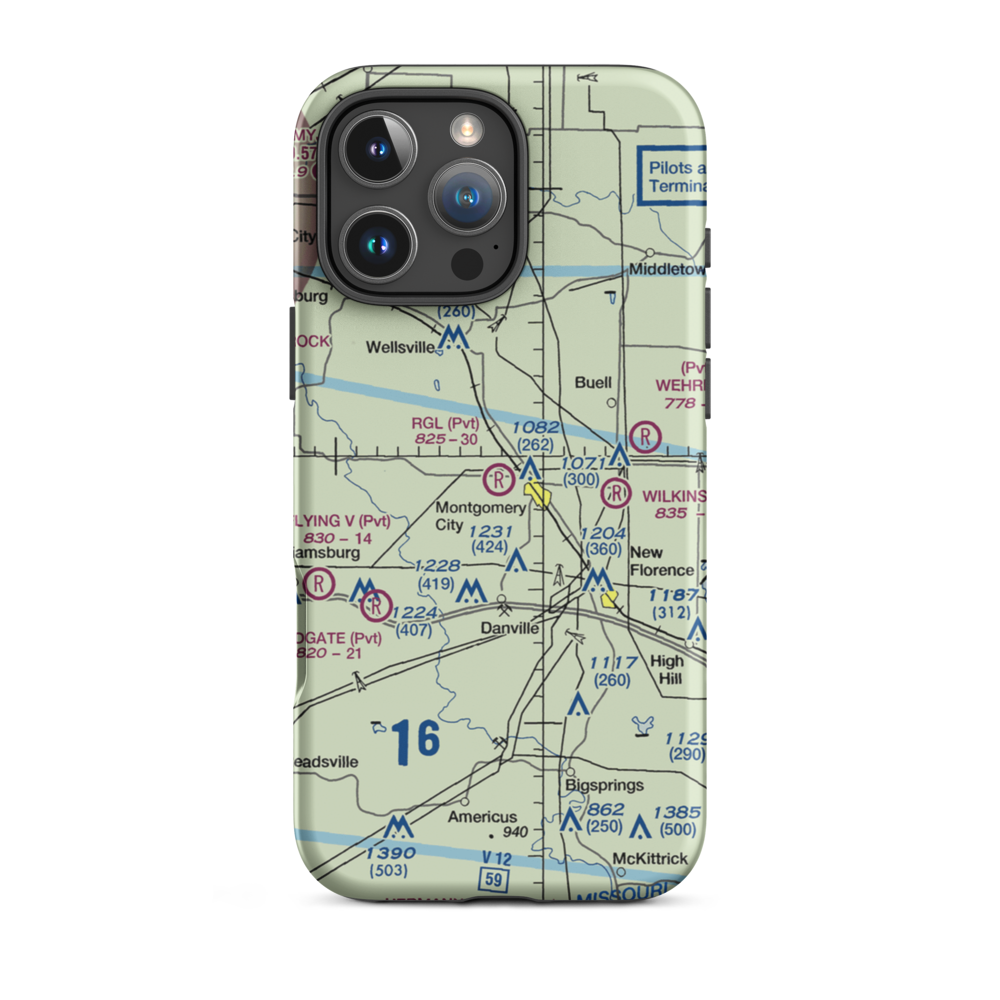 Rgl Field (17MO) VFR Sectional  Tough iPhone Case iPhone 16 Pro Max model shown