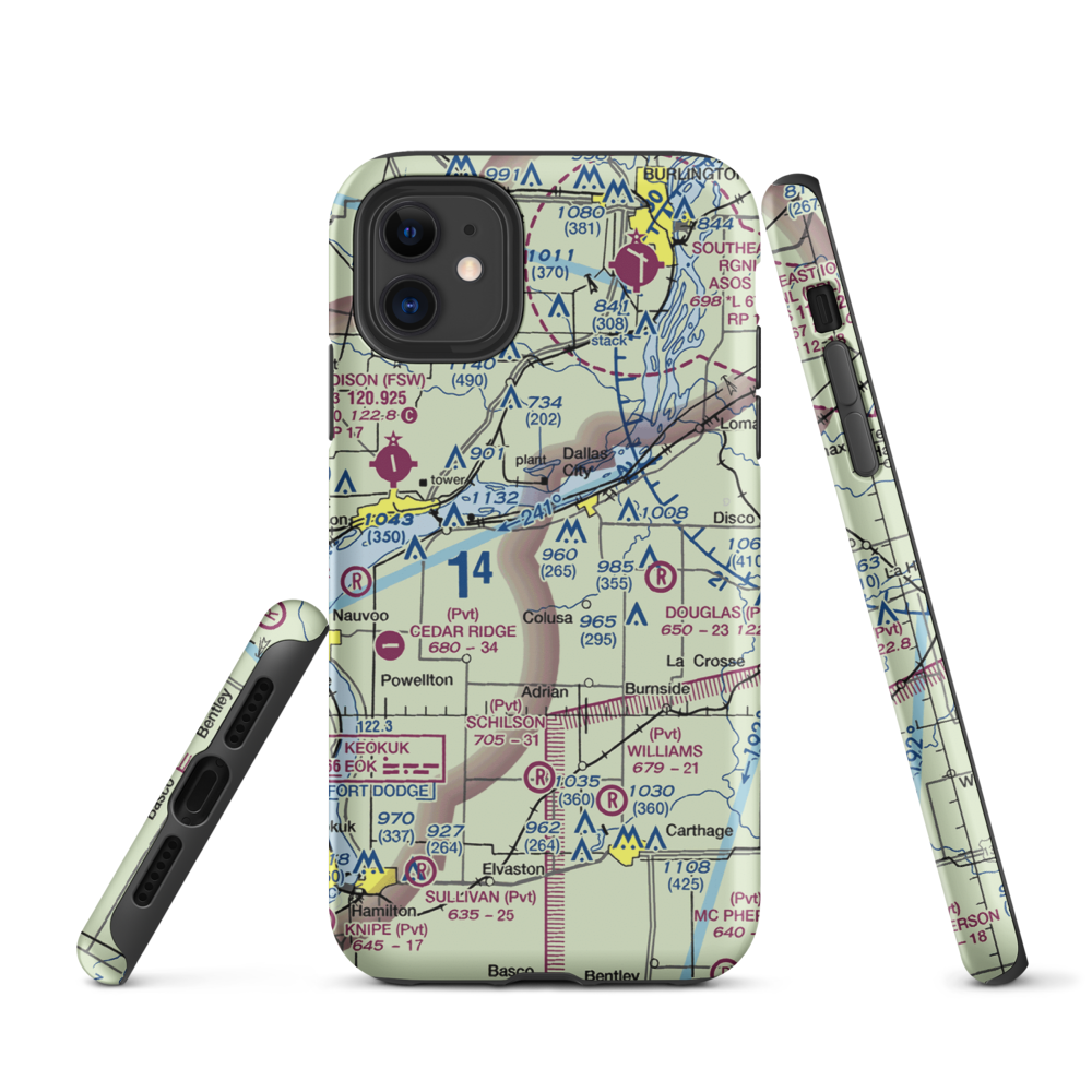 Rhea Restricted Landing Area (IS66) VFR Sectional  Tough iPhone Case iPhone 11 model shown