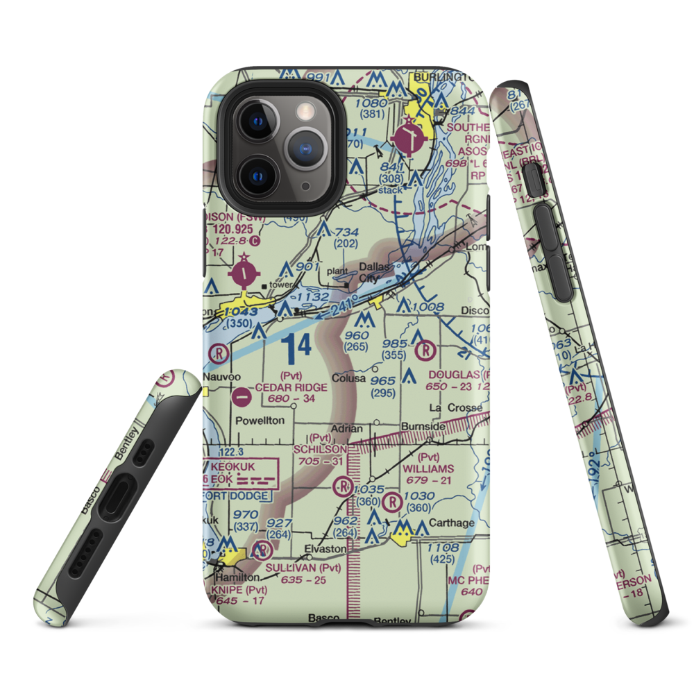 Rhea Restricted Landing Area (IS66) VFR Sectional  Tough iPhone Case iPhone 11 Pro model shown