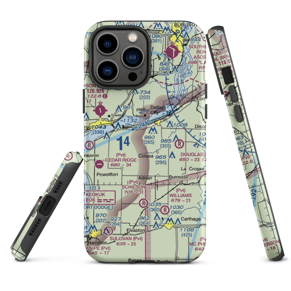 Rhea Restricted Landing Area (IS66) VFR Sectional  Tough iPhone Case iPhone 13 Pro Max model shown