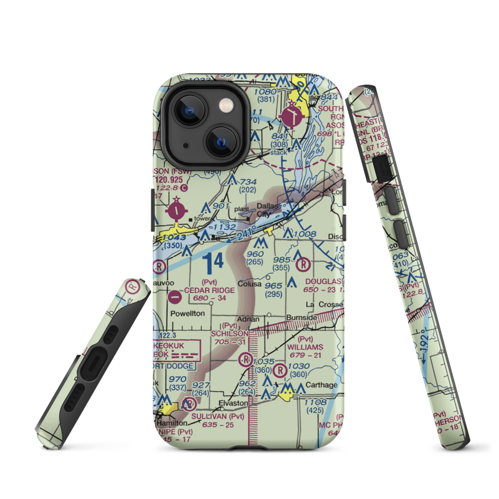 Rhea Restricted Landing Area (IS66) VFR Sectional  Tough iPhone Case iPhone 14 model shown