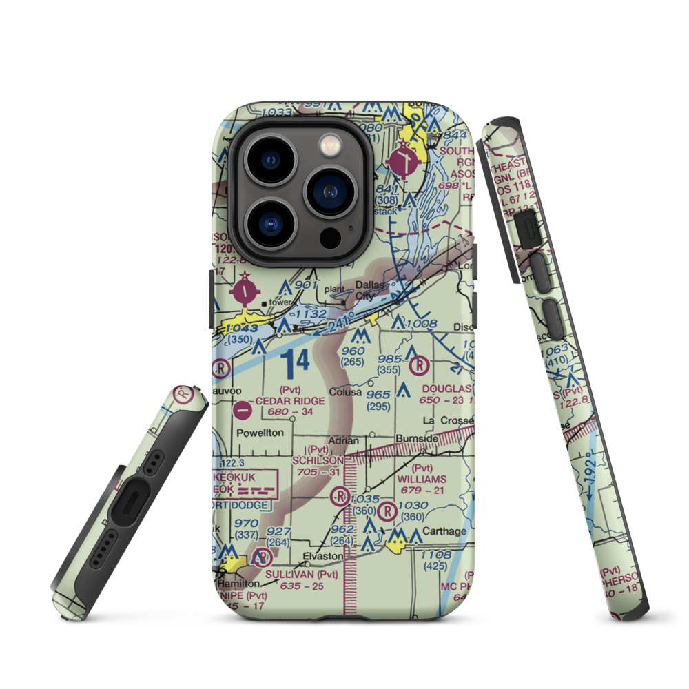 Rhea Restricted Landing Area (IS66) VFR Sectional  Tough iPhone Case iPhone 14 Pro model shown