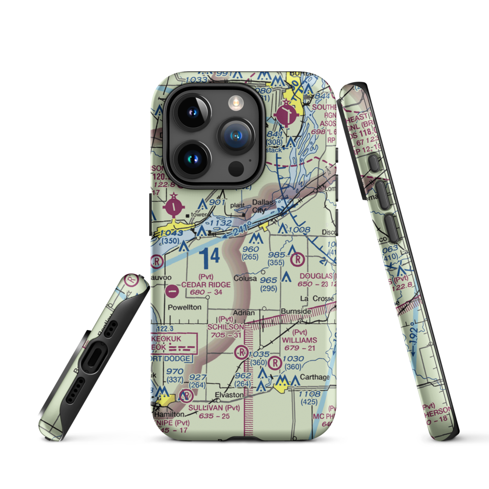 Rhea Restricted Landing Area (IS66) VFR Sectional  Tough iPhone Case iPhone 15 Pro model shown