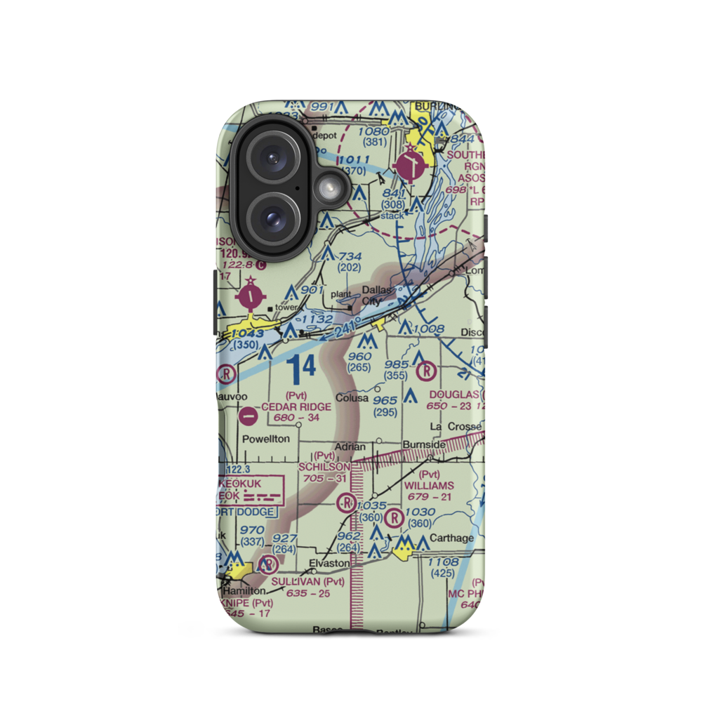 Rhea Restricted Landing Area (IS66) VFR Sectional  Tough iPhone Case iPhone 16 model shown