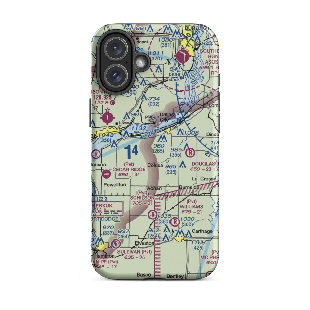 Rhea Restricted Landing Area (IS66) VFR Sectional  Tough iPhone Case iPhone 16 Plus model shown