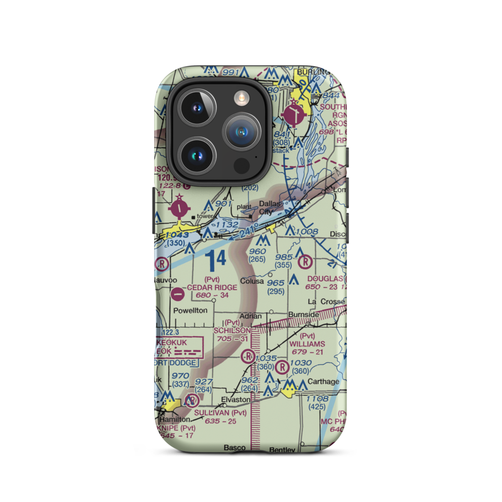 Rhea Restricted Landing Area (IS66) VFR Sectional  Tough iPhone Case iPhone 16 Pro model shown