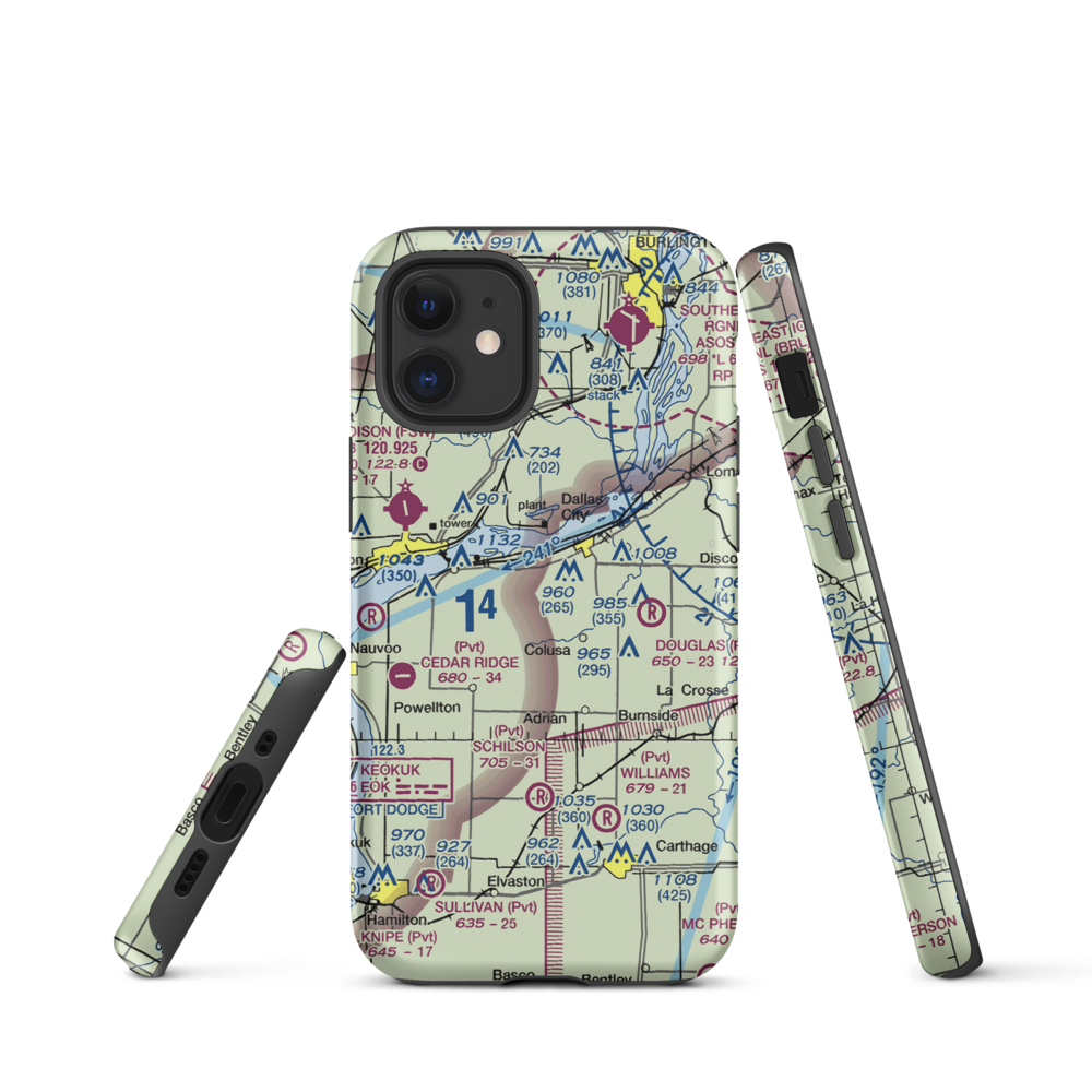 Rhea Restricted Landing Area (IS66) VFR Sectional  Tough iPhone Case iPhone 12 mini model shown