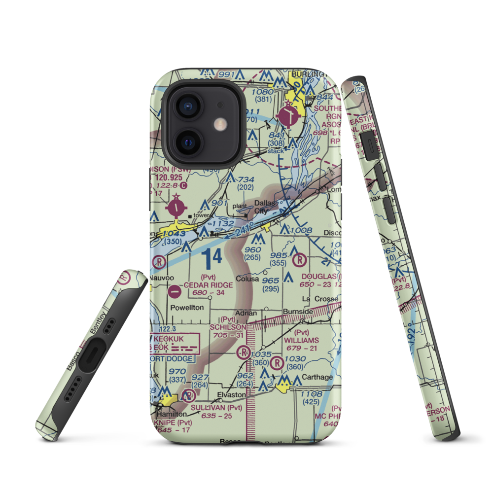 Rhea Restricted Landing Area (IS66) VFR Sectional  Tough iPhone Case iPhone 12 model shown