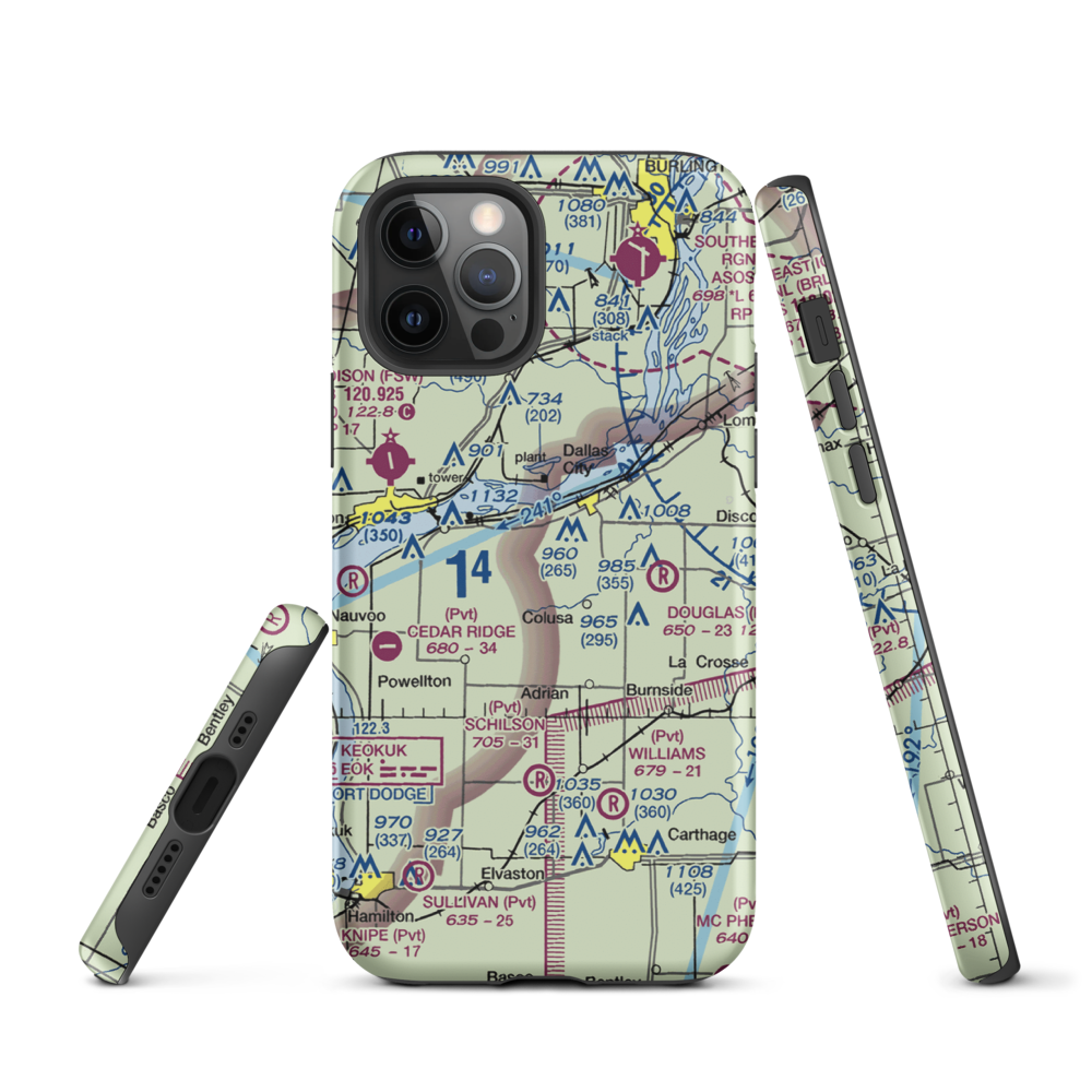 Rhea Restricted Landing Area (IS66) VFR Sectional  Tough iPhone Case iPhone 12 Pro model shown