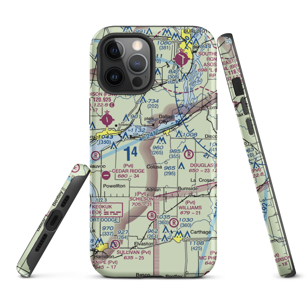 Rhea Restricted Landing Area (IS66) VFR Sectional  Tough iPhone Case iPhone 12 Pro Max model shown