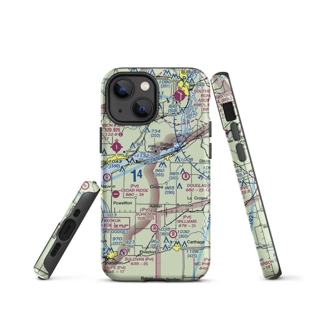 Rhea Restricted Landing Area (IS66) VFR Sectional  Tough iPhone Case iPhone 13 mini model shown