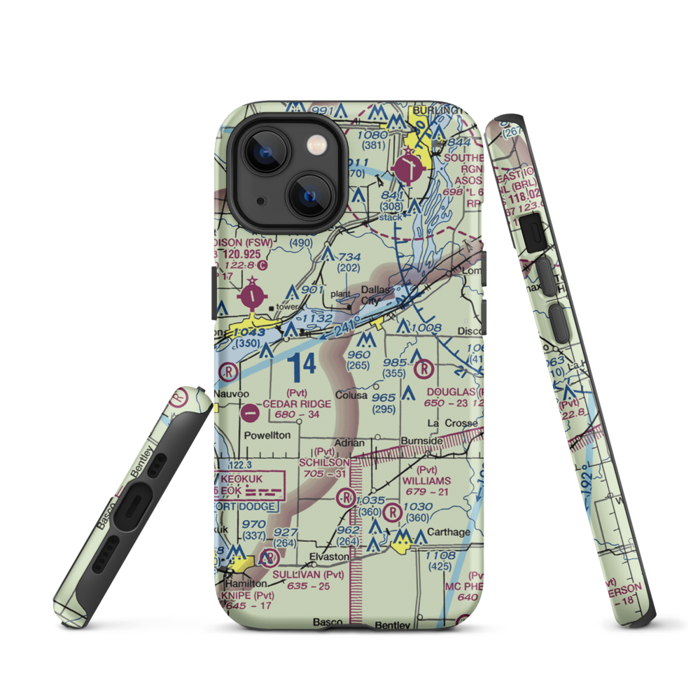 Rhea Restricted Landing Area (IS66) VFR Sectional  Tough iPhone Case iPhone 13 model shown