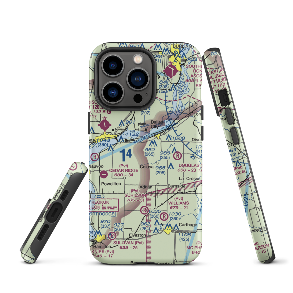 Rhea Restricted Landing Area (IS66) VFR Sectional  Tough iPhone Case iPhone 13 Pro model shown