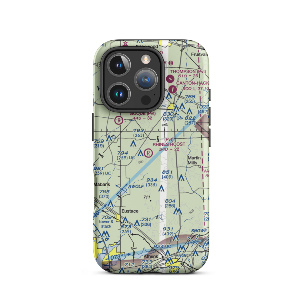Rhines Roost Airport (91TA) VFR Sectional  Tough iPhone Case iPhone 16 Pro model shown