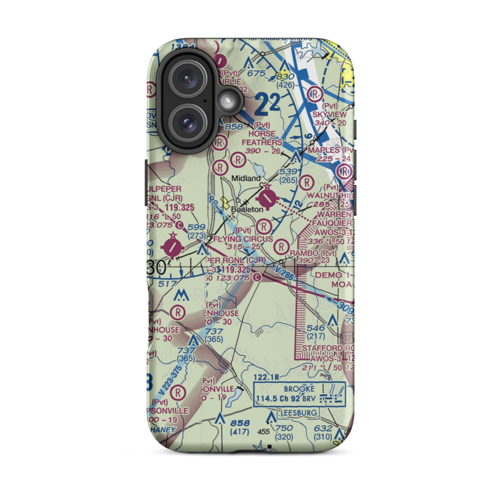 Rhynalds Ranch Airport (29VA) VFR Sectional  Tough iPhone Case iPhone 16 Plus model shown