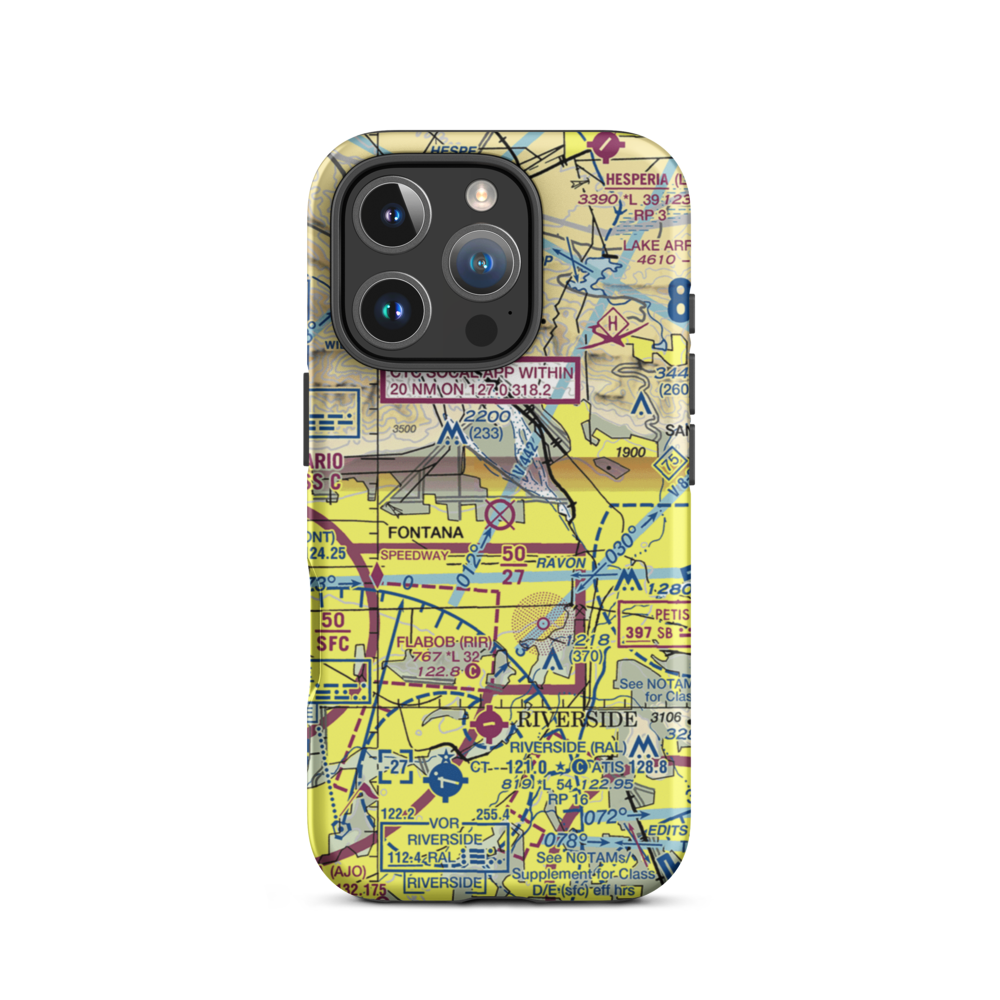 Rialto Municipal Miro Field (L67) VFR Sectional  Tough iPhone Case iPhone 16 Pro model shown