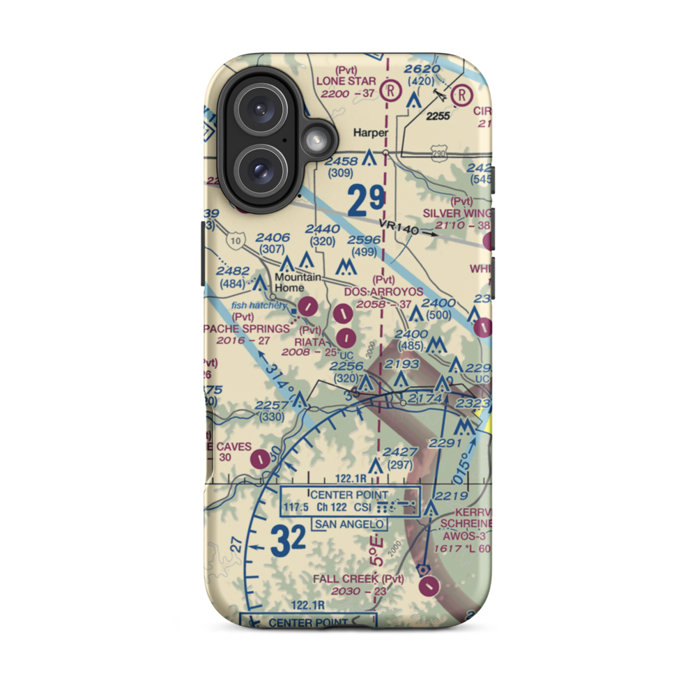 Riata Ranch Airport (TE33) VFR Sectional  Tough iPhone Case iPhone 16 Plus model shown