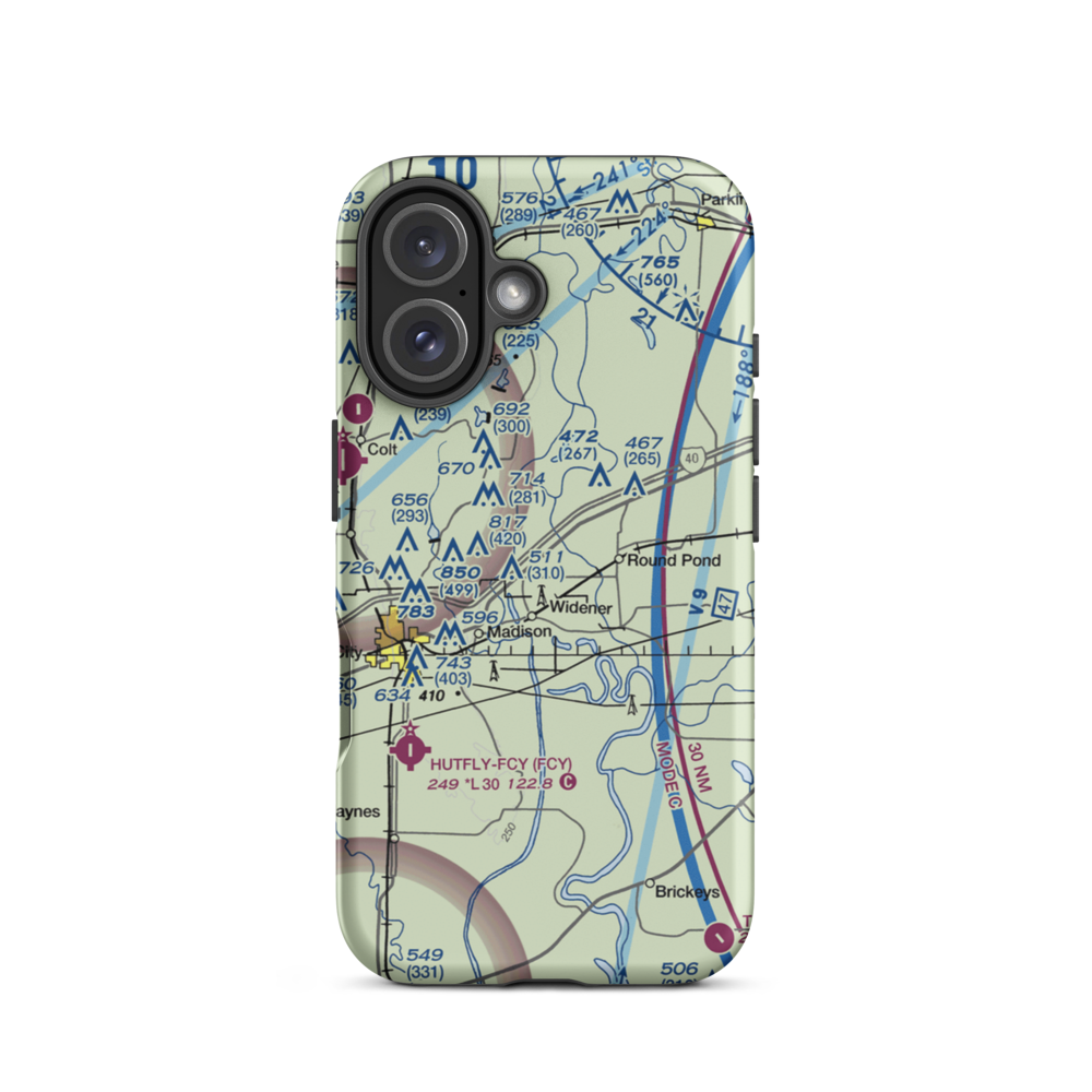 Rice-Bell Field Airport (14AR) VFR Sectional  Tough iPhone Case iPhone 16 model shown