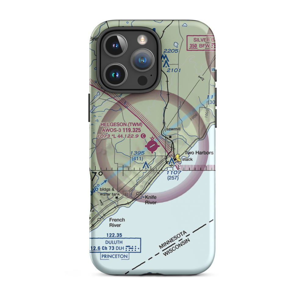 Richard B Helgeson Airport (TWM) VFR Sectional  Tough iPhone Case iPhone 16 Pro Max model shown