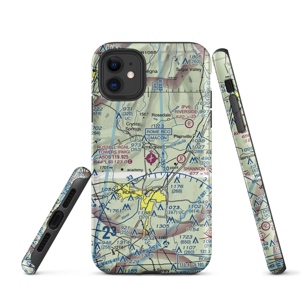 Richard B Russell Airport (RMG) VFR Sectional  Tough iPhone Case iPhone 11 model shown