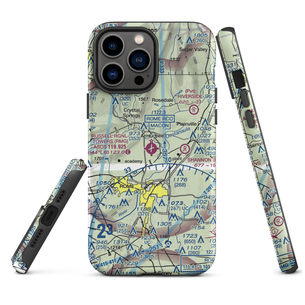 Richard B Russell Airport (RMG) VFR Sectional  Tough iPhone Case iPhone 13 Pro Max model shown