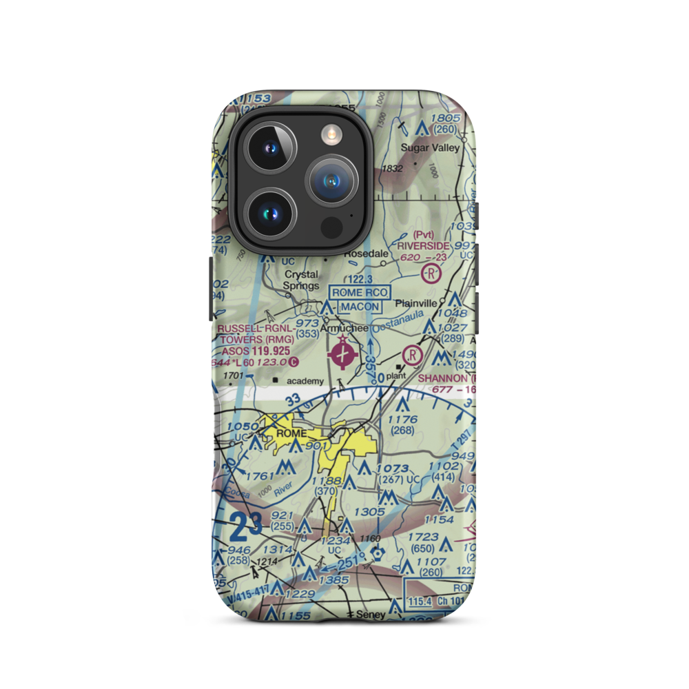 Richard B Russell Airport (RMG) VFR Sectional  Tough iPhone Case iPhone 16 Pro model shown