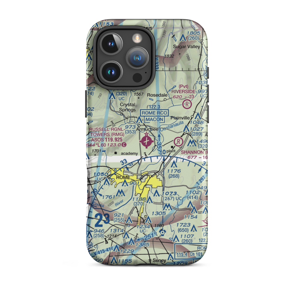 Richard B Russell Airport (RMG) VFR Sectional  Tough iPhone Case iPhone 16 Pro Max model shown
