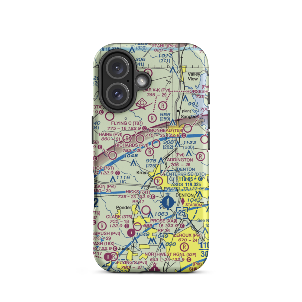 Richards Airport (TA47) VFR Sectional  Tough iPhone Case iPhone 16 model shown