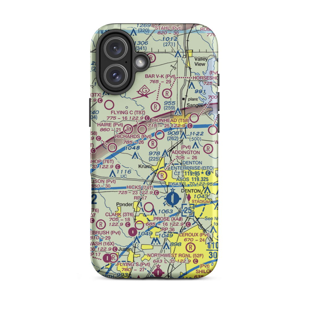 Richards Airport (TA47) VFR Sectional  Tough iPhone Case iPhone 16 Plus model shown
