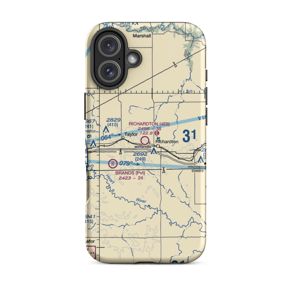 Richardton Airport (4E8) VFR Sectional  Tough iPhone Case iPhone 16 Plus model shown