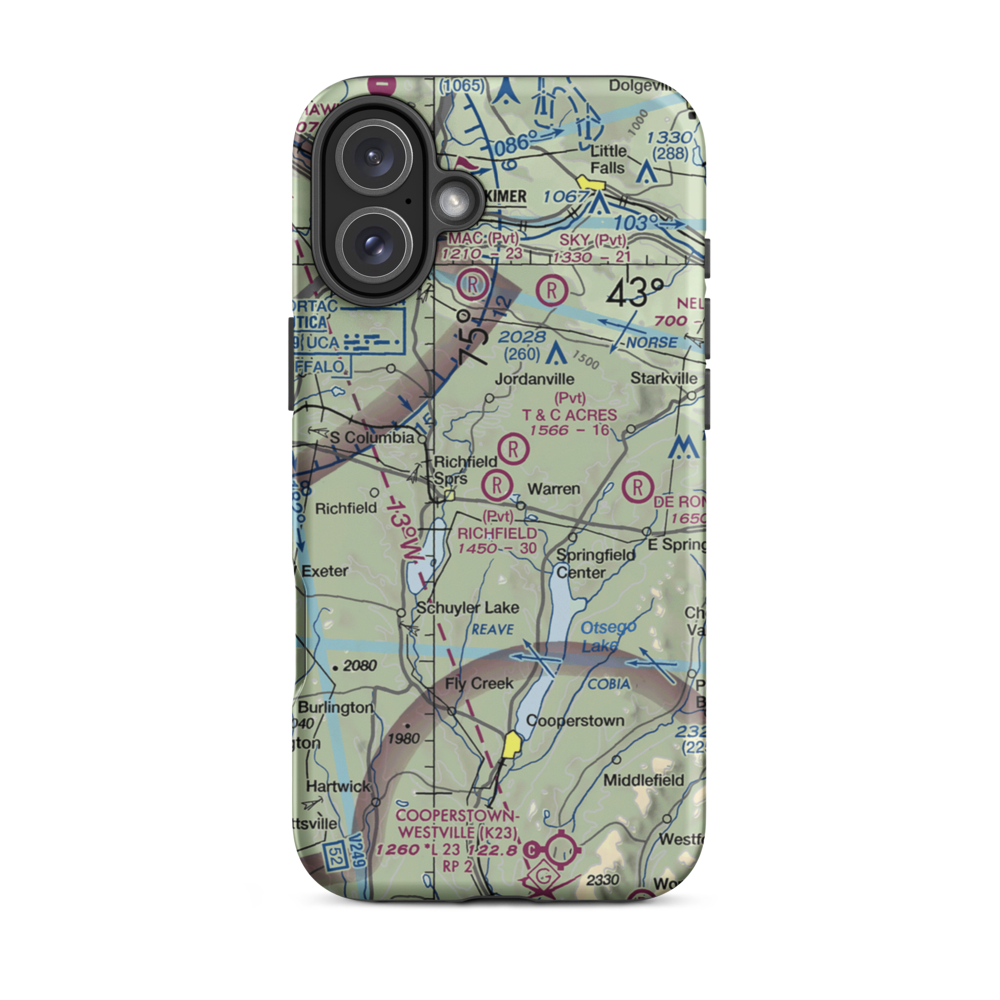 Richfield Airport (NY68) VFR Sectional  Tough iPhone Case iPhone 16 Plus model shown