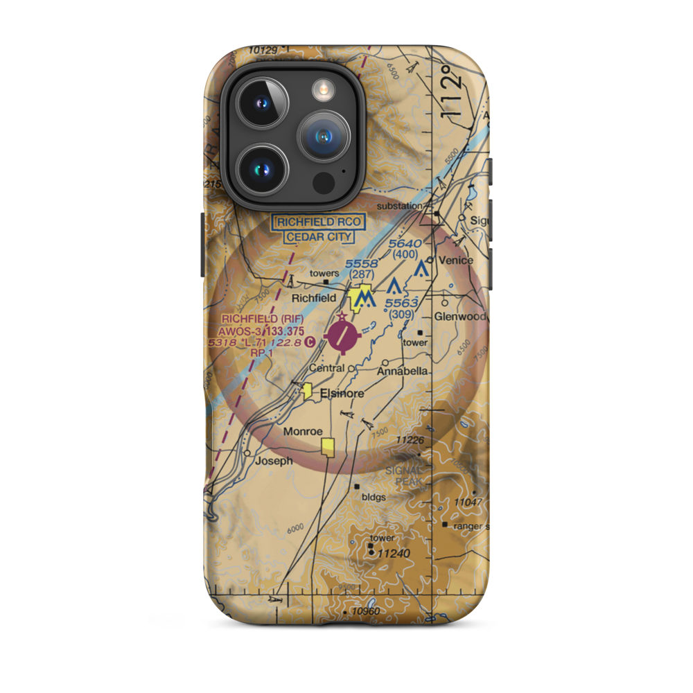 Richfield Municipal Airport (RIF) VFR Sectional  Tough iPhone Case iPhone 16 Pro Max model shown