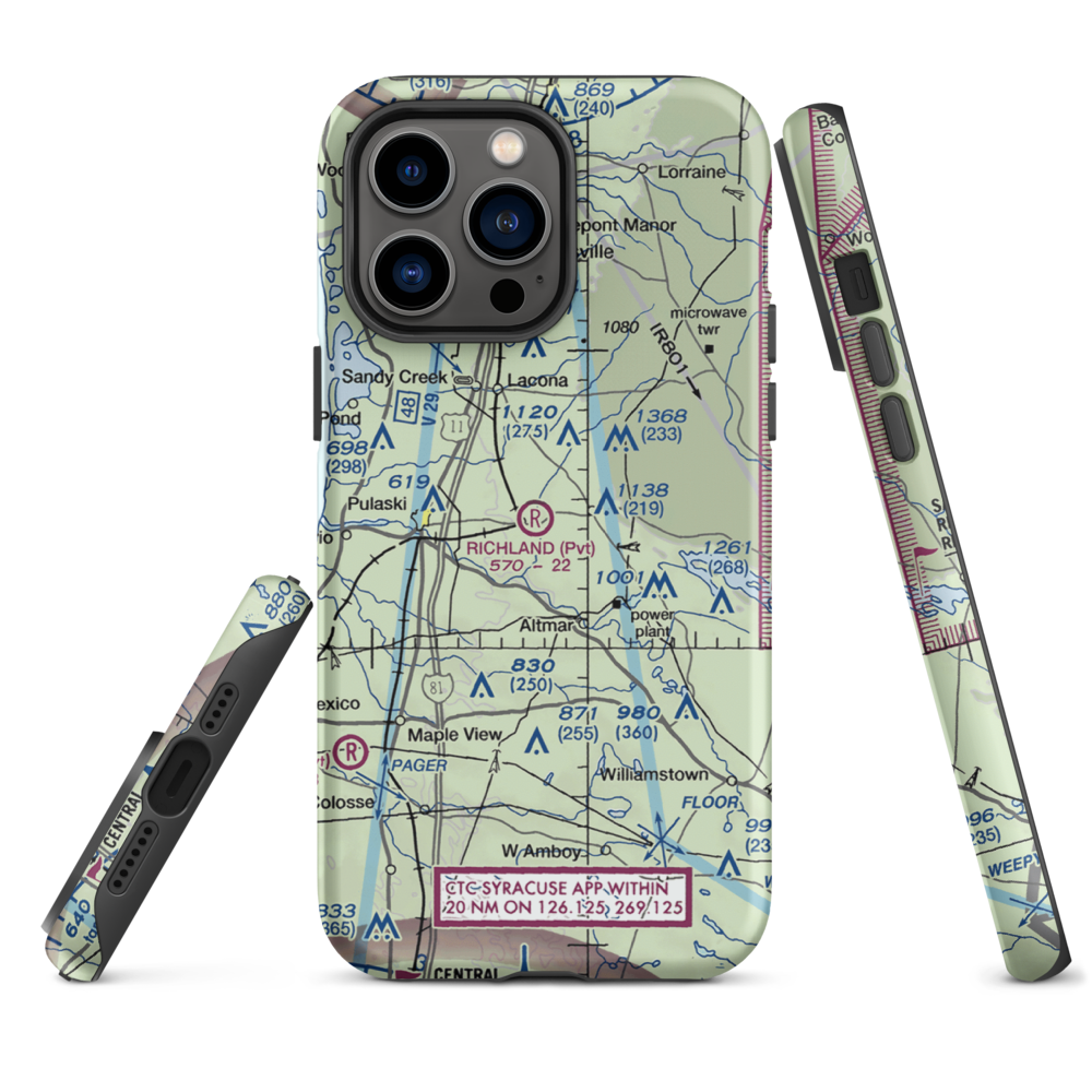 Richland Airpark (1NY3) VFR Sectional  Tough iPhone Case iPhone 14 Pro Max model shown