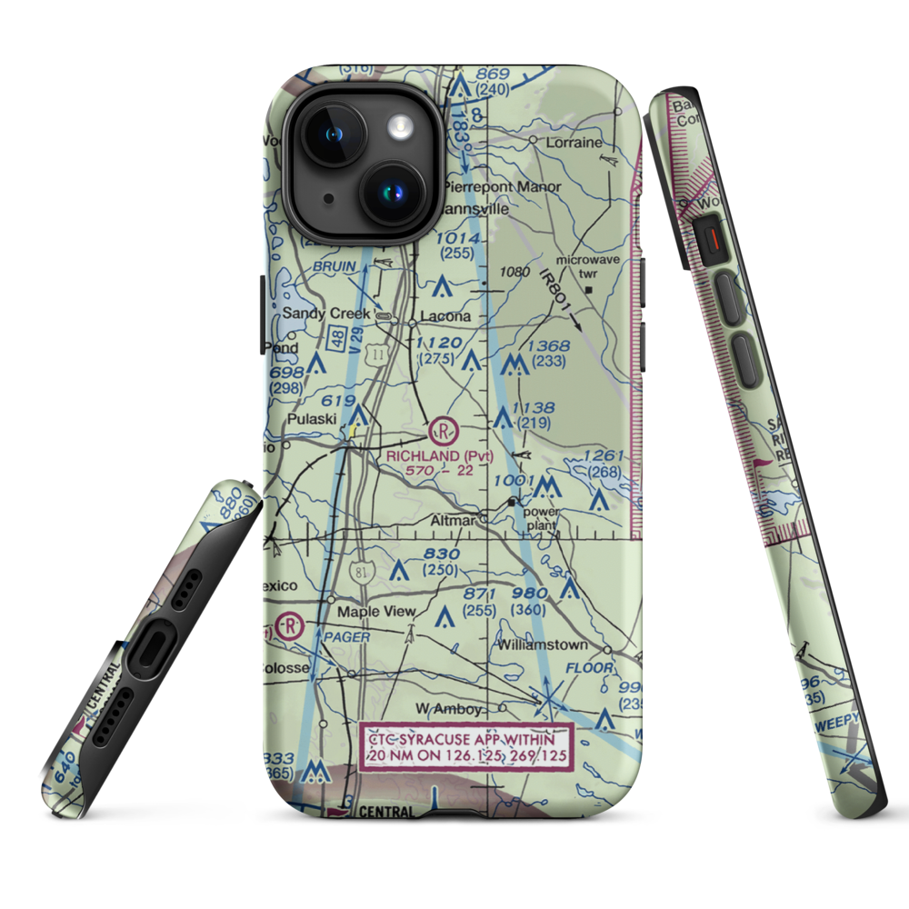 Richland Airpark (1NY3) VFR Sectional  Tough iPhone Case iPhone 15 Plus model shown