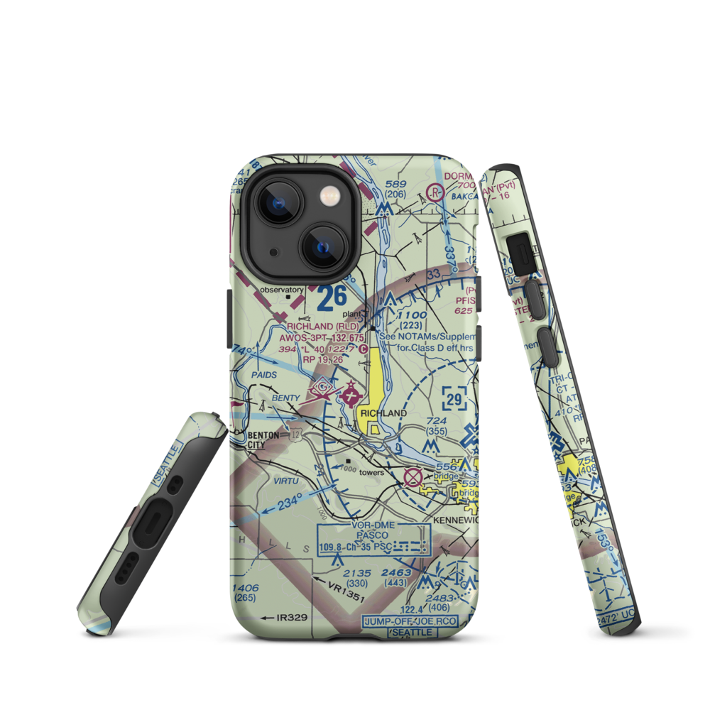Richland Airport (RLD) VFR Sectional  Tough iPhone Case iPhone 13 mini model shown