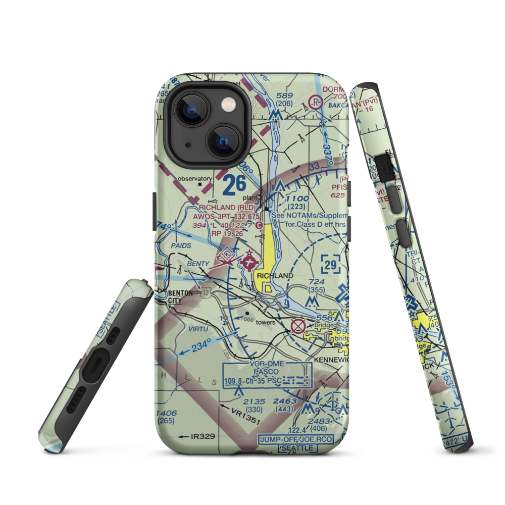 Richland Airport (RLD) VFR Sectional  Tough iPhone Case iPhone 13 model shown