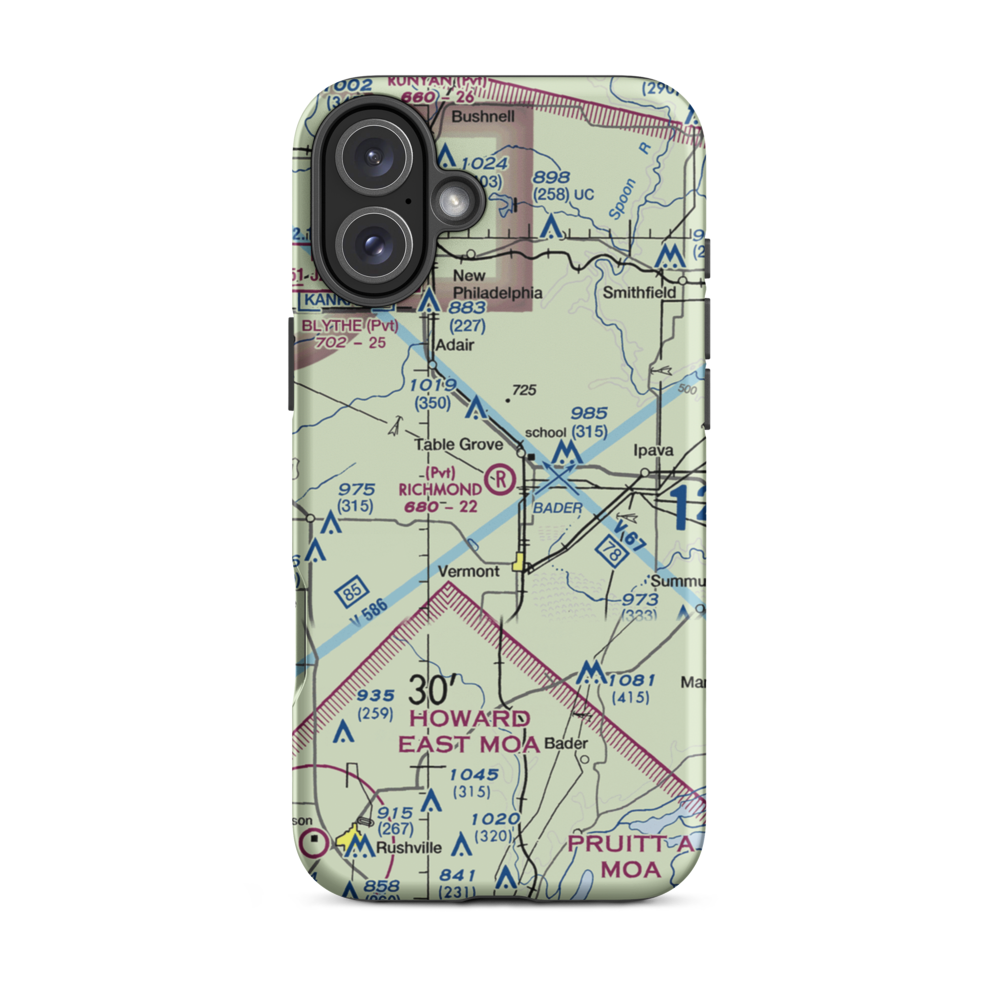 Richmond Airport (IL54) VFR Sectional  Tough iPhone Case iPhone 16 Plus model shown