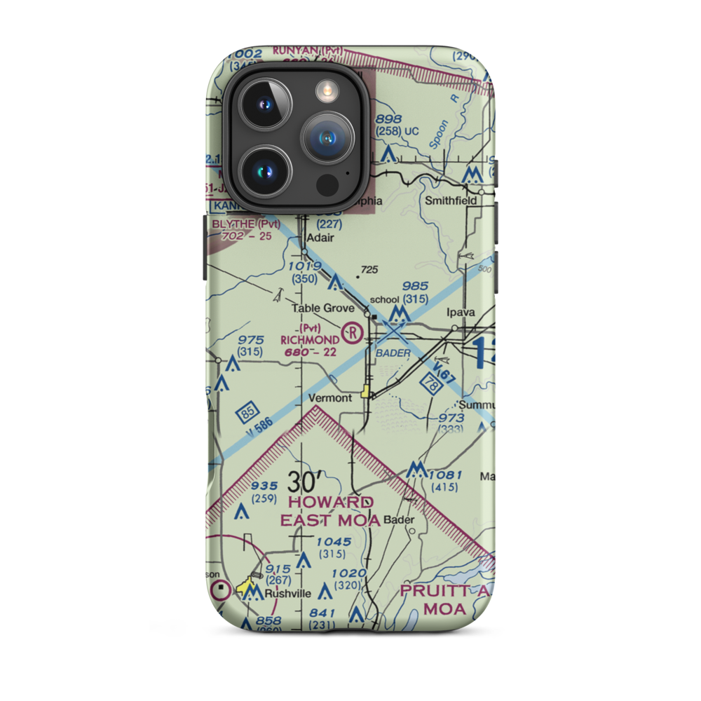 Richmond Airport (IL54) VFR Sectional  Tough iPhone Case iPhone 16 Pro Max model shown