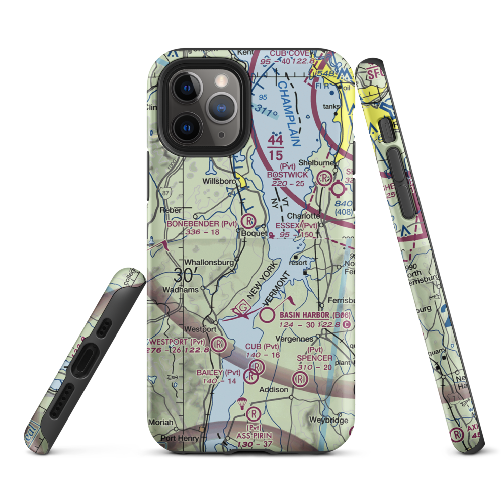 Richter Aero Airport (NY84) VFR Sectional  Tough iPhone Case iPhone 11 Pro model shown
