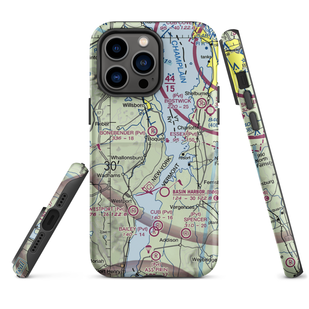 Richter Aero Airport (NY84) VFR Sectional  Tough iPhone Case iPhone 14 Pro Max model shown