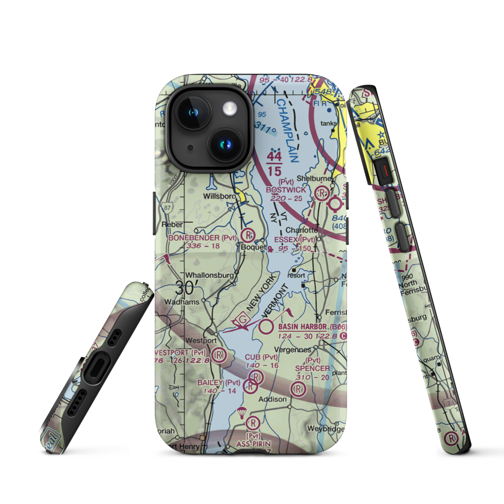 Richter Aero Airport (NY84) VFR Sectional  Tough iPhone Case iPhone 15 model shown