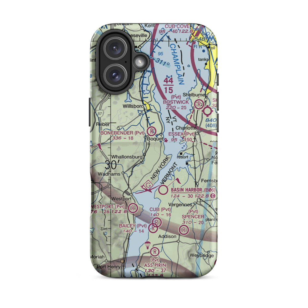 Richter Aero Airport (NY84) VFR Sectional  Tough iPhone Case iPhone 16 Plus model shown